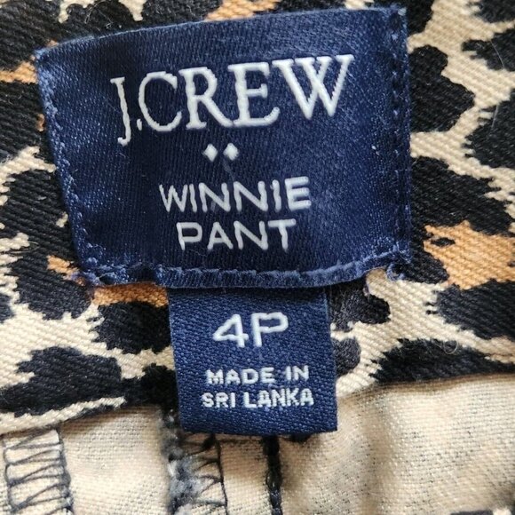 J Crew Winnie Pant Leopard Ankle Side Zip Stretch Size 4P 4 Petite Womens Pants - Picture 6 of 6